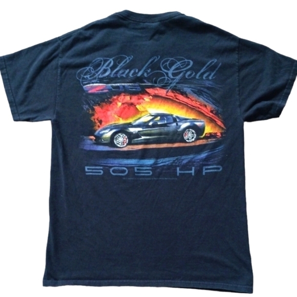 Gildan Ultra Cotton  Black Gold 505 HP Corvette Tee - Picture 2 of 5